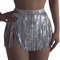 Rave Rock Bauchtanz Hüfttuch Kostüm Latin Dance Röcke Pailletten Quaste Fransen Hüfttuch Outfits Rock Gürtel Festival Kleidung Hüftschal Rave Outfit für Damen (Silber, XXL)