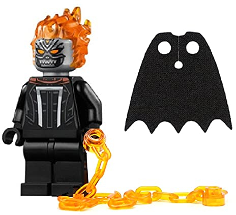 LEGO Superhelden: Ghost Rider Roberto Robbie Reyes mit Kette und Bonus Black Cape