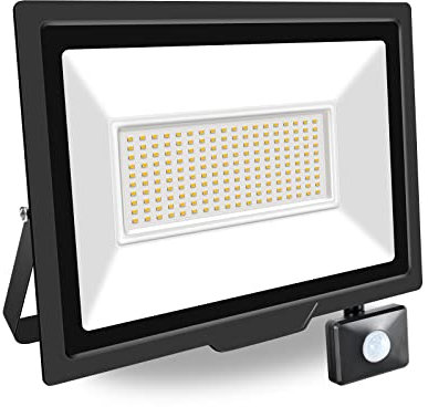 PICAA 150W LED Strahler mit Bewegungsmelder Außen,15000LM Außenstrahler 4000K Warmweiß Scheinwerfer, IP65 Wasserdicht Fluter, Ideale Aussenleuchte für Garten, Innenhöfe, Garage, Haus, Hotel (1 Stück)