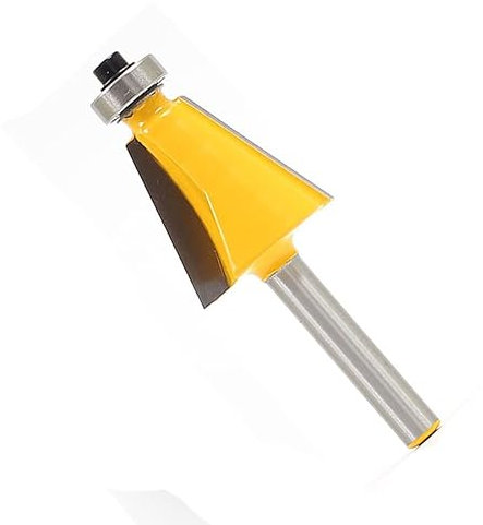 Shank Chamfer Edge Forming Router Bit, 1/4 Inch Shank Chamfer and Bevel Edging Cutter Bits with Bearing Guide Woodworking Cutting Tool - 15 Degree Cutting Angle