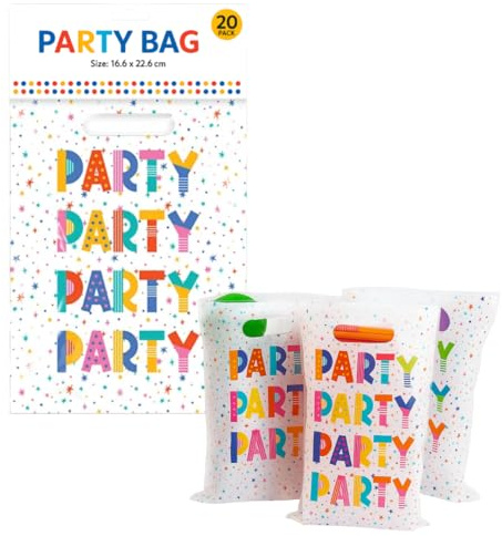 LND Gifts Party Bags - Pack of 20 Unisex Party Bag For Kids, Boys & Girls Birthday Loot Treat Favour Goody Bag, Perfect for Any Birthday Celebration, Each Bag Measures 16.6 x 22.6cm