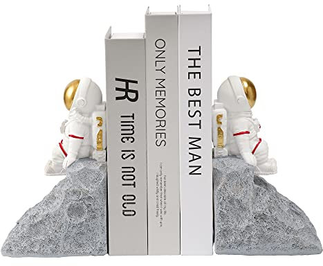 BUTILIVEEN Astronauten-Buchstützen für Bücher, Astronauten-Dekor, Weltraum-Thema, Schlafzimmer, Schreibtisch, Bücherregal-Dekor – Geschenke für Weltraumliebhaber