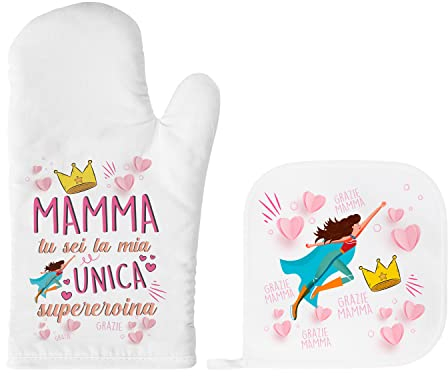 Idea Regalo Festa della Mamma Originale - Guanto da Forno e Presina per Mamme - Regali Divertenti Mamma Figlia Figlio