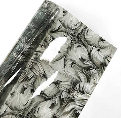XHT Muster Kunstleder Blätter Transparente TPU Vinyl Farbig Weich Plastik Film Stoff Für DIY -Handtaschen, die Craft 30x135 cm (Schwarz)