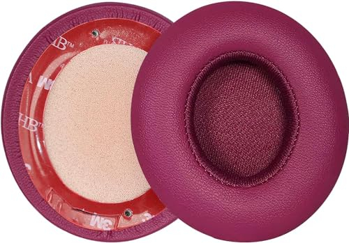 Solo3 - Cuscinetti auricolari di ricambio per cuffie Beats Solo 2 e Solo 3 Wireless On-Ear, cuscinetti auricolari in memory foam con morbida pelle proteica (rosso mattone)