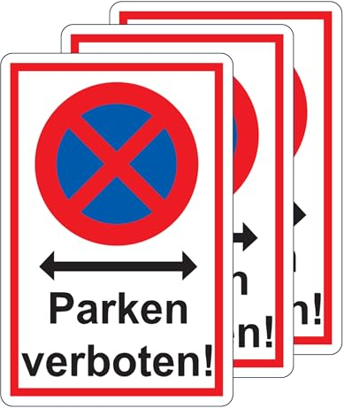 3 Stück selbstklebende Premium XL Folie 30x20 cm – Parken verboten Privatparkplatz Privatgrundstück Fahrzeuge kostenpflichtig abgeschleppt – Schutzlaminat – Wasser & Wetterfest UV-Schutz Beständig