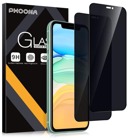Phoona Protector Pantalla de Privacidad para iPhone 11 / iPhone XR 6.1,Cristal Templado Anti Espía Protectora Película para Phone 11,9H Dureza,Anti-Arañazo