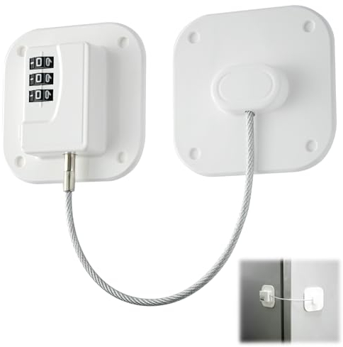 Abnaok Kühlschrank Schloss Ohne Bohren mit Digitalem Passwort, 1 Stück Schubladenschloss Kindersicherung Kühlschrank Schubladen Fenster (Weiß)