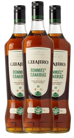 Ron Guajiro Rum Miel Botella Misil 1 L (Caja de 3 Botella Misil de 1 L)