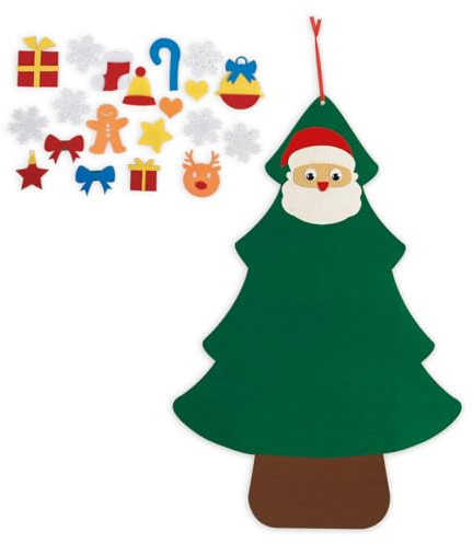 KarnevalsTeufel DIY Weihnachtsbaum Filz, 22 PCS DIY Weihnachtsbaum, mit abnehmbaren Ornamenten Weihnachten Geschenk Filz Für Home/Tür/Wand Hängend Dekor, Advent