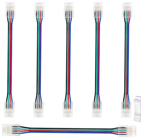 10MM Led Strip Verbinder 4 Polig Rgb Streifen Steckverbinder Transparent Connector 150 mm Lang, Verlängerungskabel(6pcs)