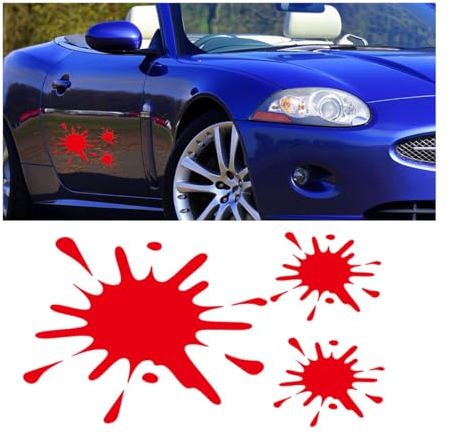 JNNJ Auto Farbkleckse Aufkleber Klecks Sticker, Autoaufkleber Für Beule Kratzer Dellen, Motorradaufkleber 15 X 10 cm 3 Stück Im Set Witterungsbeständig(Rot)