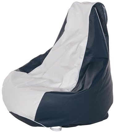 Taylor Made Marine Bean Bag Chair for Boats, Docks, Beaches, Marine Grade Vinyl, Twin-Zipper Design, Weather-Resistant, Water-Repellent, Carrying Handles, White/Navy – 2020193616