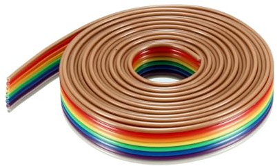 DMiotech 1 Pack 8 Pins IDC Wire Flat Rainbow Ribbon Cable 200cm 1.27mm Pitch Breadboard Jumper Wires for Electronic Projects