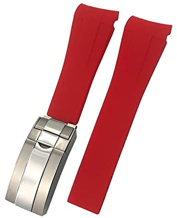 RWCCCRW 21mm 22mm Schwarz Rot Blau Gummi Armband Für Rolex Deepsea Sea-Dweller Submariner 41mm Tauchen wasserdichte Silikon Armband