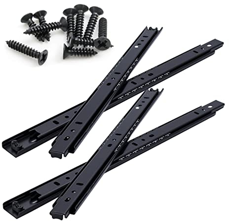 SWAYVES 4-Teilischubladenführungen, Kugellagerschienen, Schubladenschienen Aus Metall, Schubladenschiene Für Schrank/Schrank/Computertisch/Black/25Cm