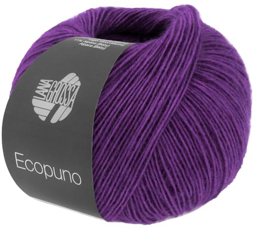 LANA GROSSA Ecopuno | Edle Netzgarnstruktur aus Baumwolle gefüllt mit Merino/Alpaka | Handstrickgarn aus 17% Schurwolle & 11% Alpaka Wolle | 50g Wolle zum Stricken & Häkeln | 215m Garn FB 206