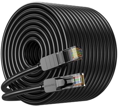 JARNHNG Cat 6 Ethernet Cable 250 ft, Indoor/Outdoor High Speed 10Gbps Internet Cable, Black RJ45 LAN Patch Cables, Ethernet Cord Suitable for Games, Computers, Televisions, Routers, Printers