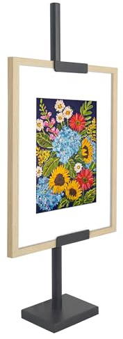 Americanflat Adjustable Tabletop Easel Stand for Picture Frames up to 28 - Ideal for Art, Signs, or Photos - Black Metal Stand