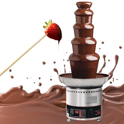 AIZYR Commercial Chocolate Fountain Stainless Steel Electric Chocolate Fountain Machine Hot Fondue Fountain Machine for Chocolate, BBQ Sauce, Cheese, Liqueurs,5 Tiers