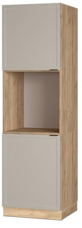 Vicco Herdumbauschrank Fame-Line, GrauBeige, 60 cm | MDF-Front · Soft-Close · Höhenverstellbare Füße · Metallgriffe · Einfache Integration ✓