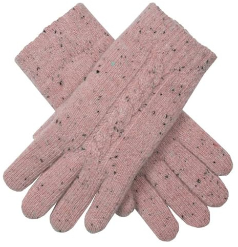 Dents Womens Marl Yarn Cable Knit Gloves - Powder Pink
