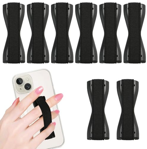 8 Stück Handy Schlaufen Fingerhalter, Selbstklebender Smartphone Finger Halterung, Selfie Handyhalter, Handy Halter Griff Halterung Einhandbedienung Handyhalter, Schwarz