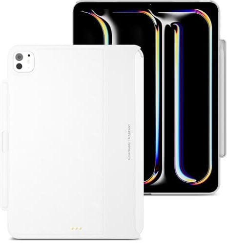 MAGEASY CoverBuddy for 2024 iPad Pro 11 - iPad Pro Case Compatible with Magic Keyboard (M4), Enhanced Thickness & Heat Dissipation - New White (Leather 5.05)