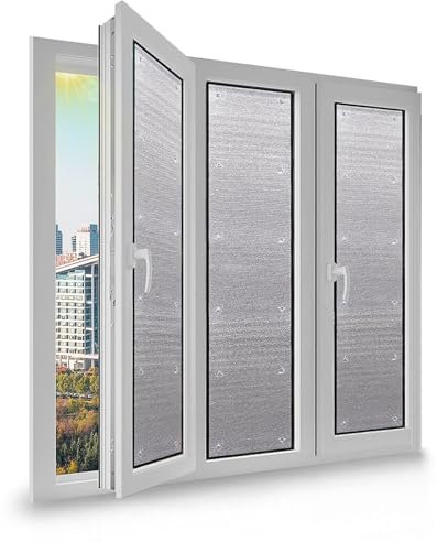 Wärmedämmfolie Sonnenschutzfolie Isolierfolie für Fenster - UV-Schutz Thermofolie Spiegelfolie Sichtschutzfolie mit Dämmung, 9 mm