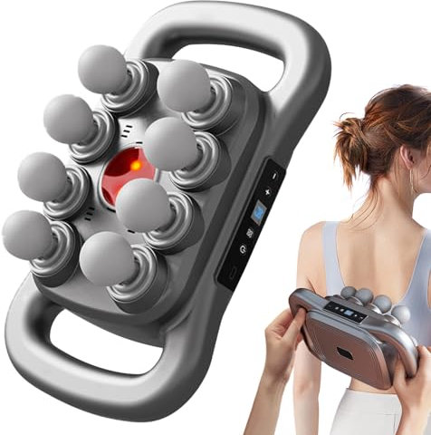 8-Kopf Massagepistole, Elektrisches Massagegerät, Massage Pistole, 3 Massagemodi und 30 Einstellbaren Geschwindigkeiten, zur Linderung von Rückenschmerzen, Beinen, Taille, Ganzkörpermuskelmassage