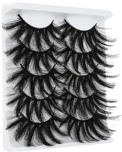 1pc faux cils, 5 paires cils multicouches de 25 mm, de vison artificiels dramatiques 5D, épais moelleux.