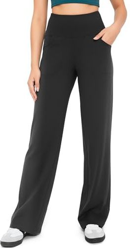Yogaration Yogahose Damen Weites Bein, High Waist Sporthose Jogginghose | Sporthose mit 2 Taschen, Weiche Stretch Stoffhose in Petite Regular Tall für Yoga, Büro und Alltag, für Alltag, Arbeit