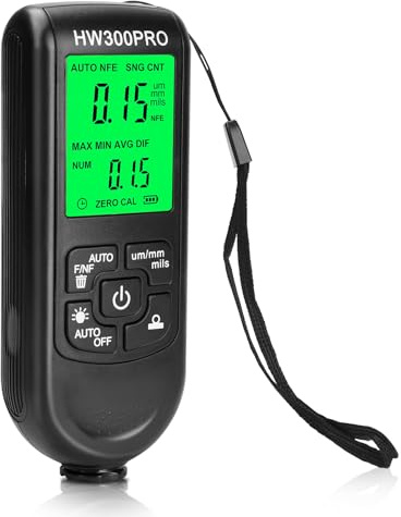Digitales Schichtdickenmessgerät,Lackschichtenmesser Messbereich 0–2000μm mit Trageschlaufe zur Messung von Metallbeschichtungen und Lackdicken.