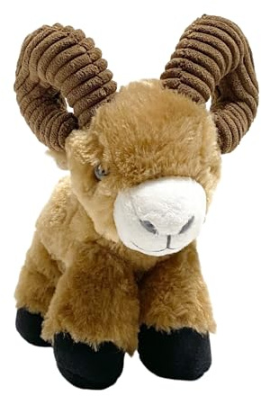 SMJWH Süßes Dickhornschaf oder Plüschtier, weiches Stofftier, Ziegenpuppe, realistische Hörner, Geschenk for