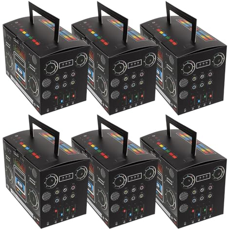 TOPBATHY 80 Stück Jahre Partygeschenkboxen Im Retro Boombox Design 6 Stück Papp Süßigkeitenboxen In Schwarz Vielseitige Hip Hop Partydekoration für Kuchen Popcorn und Süßigkeiten