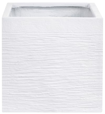 Outdoor Blumentopf weiß quadratisch 40 x 40 x 38 cm modern Paros