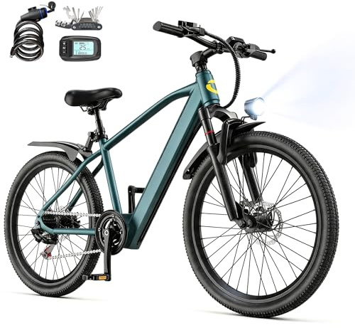 Eleglide E-Bike 26 Zoll für Damen & Herren Trekking, Fahrrad mit 7-Gang, Elektrofahrrad Trekkingrad E-Bike Herren Damen mit 36V 10AH Akku, Elektrofahrrad 250W Motor ideal für Damen und Herren, 25 km/h