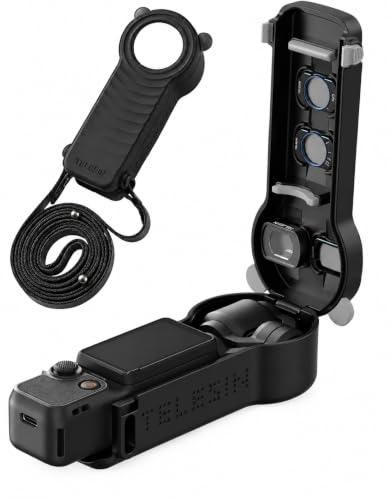 TELESIN DisAdv Funda para DJI Osmo Pocket 4/Pocket 3 Accesorios, Pocket 4/3 Funda con Portafiltros Magnéticos y Gimbal Display Protector de Objetivo, DJI Pocket 4 Carcasa rígida con Correa de Hombro