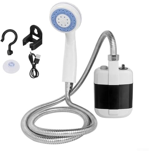 for doccia Portatile per for campeggio, Set con Pompa USB Ricaricabile, Soffione con Ventosa e Portata 4-5 L/min, for ideale per Outdoor, for camper e Animali in for viaggio