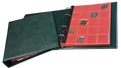 MC.Sammler Münzalbum für Münzen Aufbewahrung - 221 Taschen - Sammelalbum für Sammler - Album für Sammlermünzen - Diverse Münzen von Großen bis Kleinen Euro Münzen - Grün