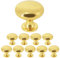 Probrico 10 Pack Kitchen Door Knobs Single Hole Gold Cabinet T Knobs Stainless Steel Cupboard Knobs (Screws Included)