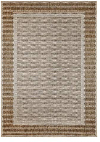 andiamo In- und Outdoor Teppich wetterfest Arizona - Balkon Teppich wasserfest Outdoor-Teppich auch nutzbar als Wohnzimmerteppich oder Küchenteppich Beige Bordüre 133 x 190 cm