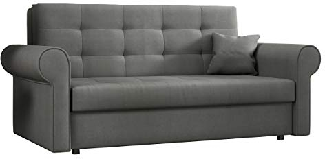 Mirjan24 Schlafsofa Viva Silver III mit Bettkasten, Bettsofa mit abgerundete Armlehnen, 3 Sitzer Polstersofa mit Schlaffunktion, Sofagarnitur inkl. Kissen, Sofa, Wohnlandschaft (Mono 246)