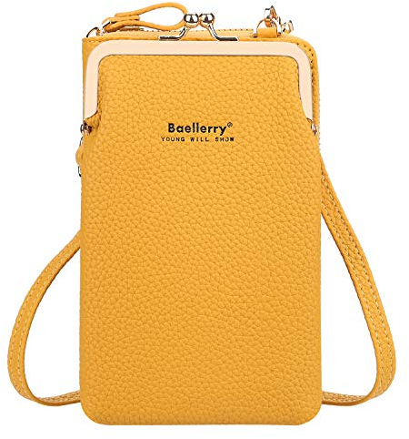 Femme Pochette Téléphone Portable Petit Bandoulière Sac à Main Sacs Bandoulière Mini Cuir PU Sac Téléphone Portable Femme Porte-Carte Bandoulière Portefeuille Pochette avec Réglables Bandoulière…