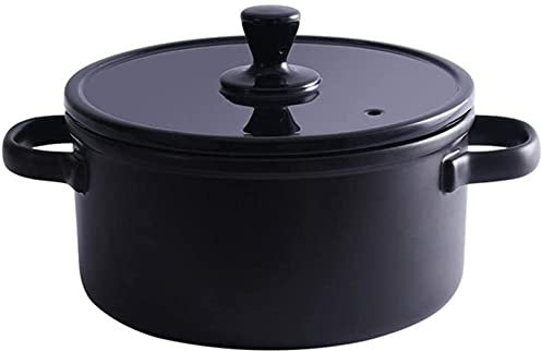 ZHEYANG Cazuelas de Barro para Horno Olla de Barro para cocinar Utensilios de Cocina de cerámica - Resistencia a Altas temperaturas 3 tamaños Capacidad 0.6L_Black