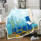 Homemissing Jungen Karikatur Baustelle Flanell Fleecedecke Kinder Auto Druck Decke 150x200cm für Sofa Couch Dekor Fahrzeug Kran LKW Traktor Warm Kuscheldecke Gebäude Wohndecke Weich