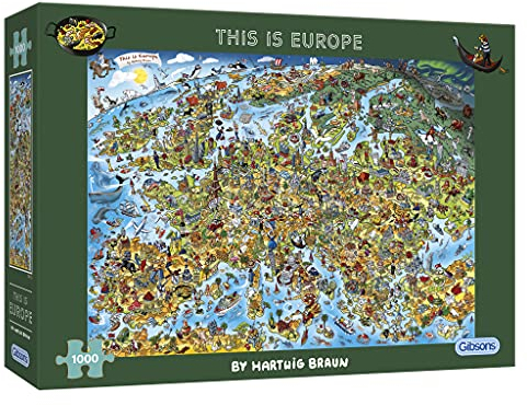 Gibsons This is Europe 1000 Piece Jigsaw Puzzle | Europe Map Theme | Sustainable Jigsaw for Adults Teens | Premium 100% Recycled Board | Great Gift | Gibsons Games
