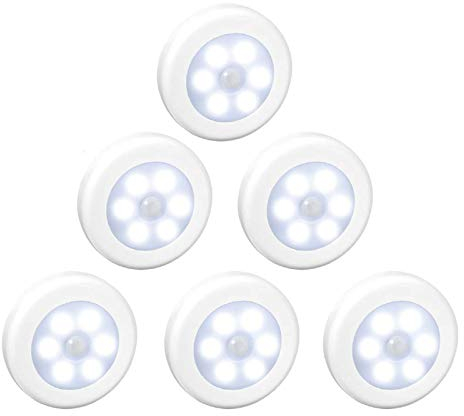 yucanucax Lot de 6 lampes LED sans fil avec détecteur de mouvement pour escaliers, couloir, placard, cuisine, chambre à coucher - Coquille blanche
