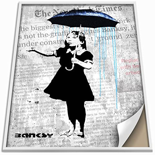 Boikal Collection Banksy Bilder ohne Rahmen Wandbilder XXL Poster Set - XXL Plakat - Regenschirm Mädchen - 1-teilig, 70 x 100 cm