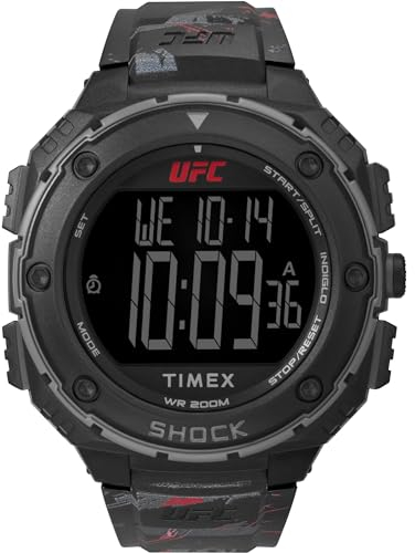 Timex UFC Strength Shock XL 50mm Herren-Armbanduhr aus schwarzem Kunstharz TW2V85100